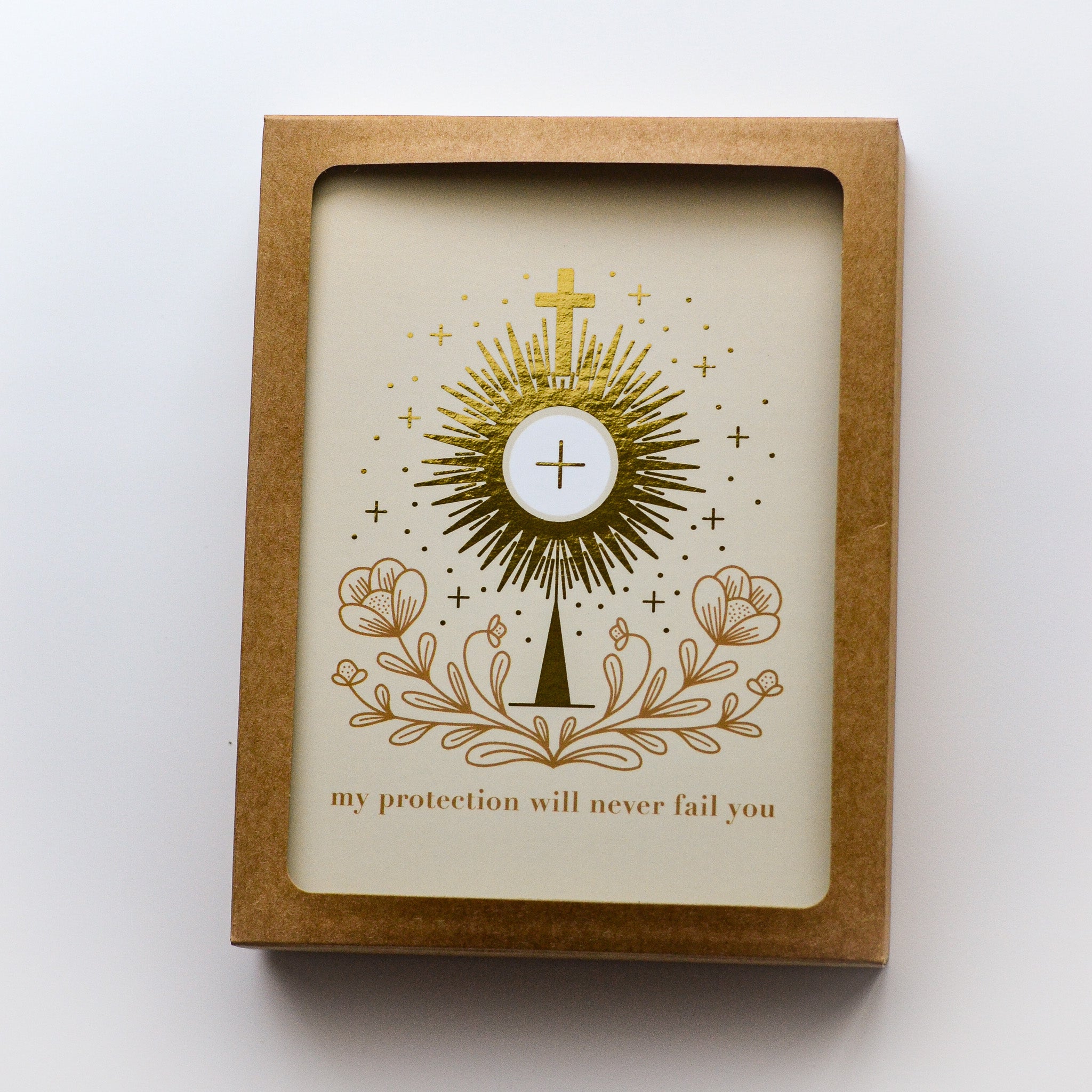 first communion card gold foil catholic card