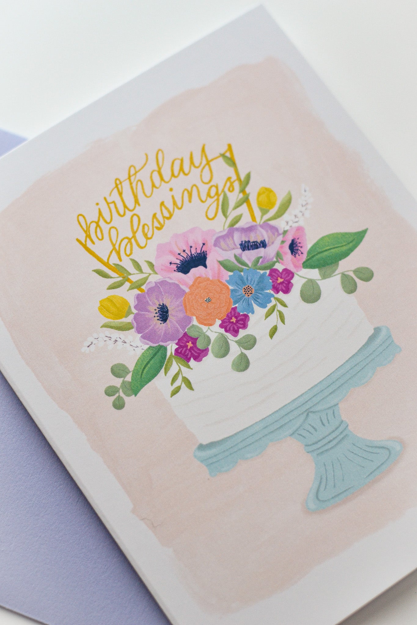 catholic birthday card with envelope close up