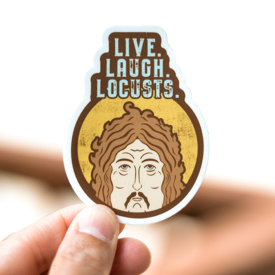 john the baptist catholic sticker live laugh locusts