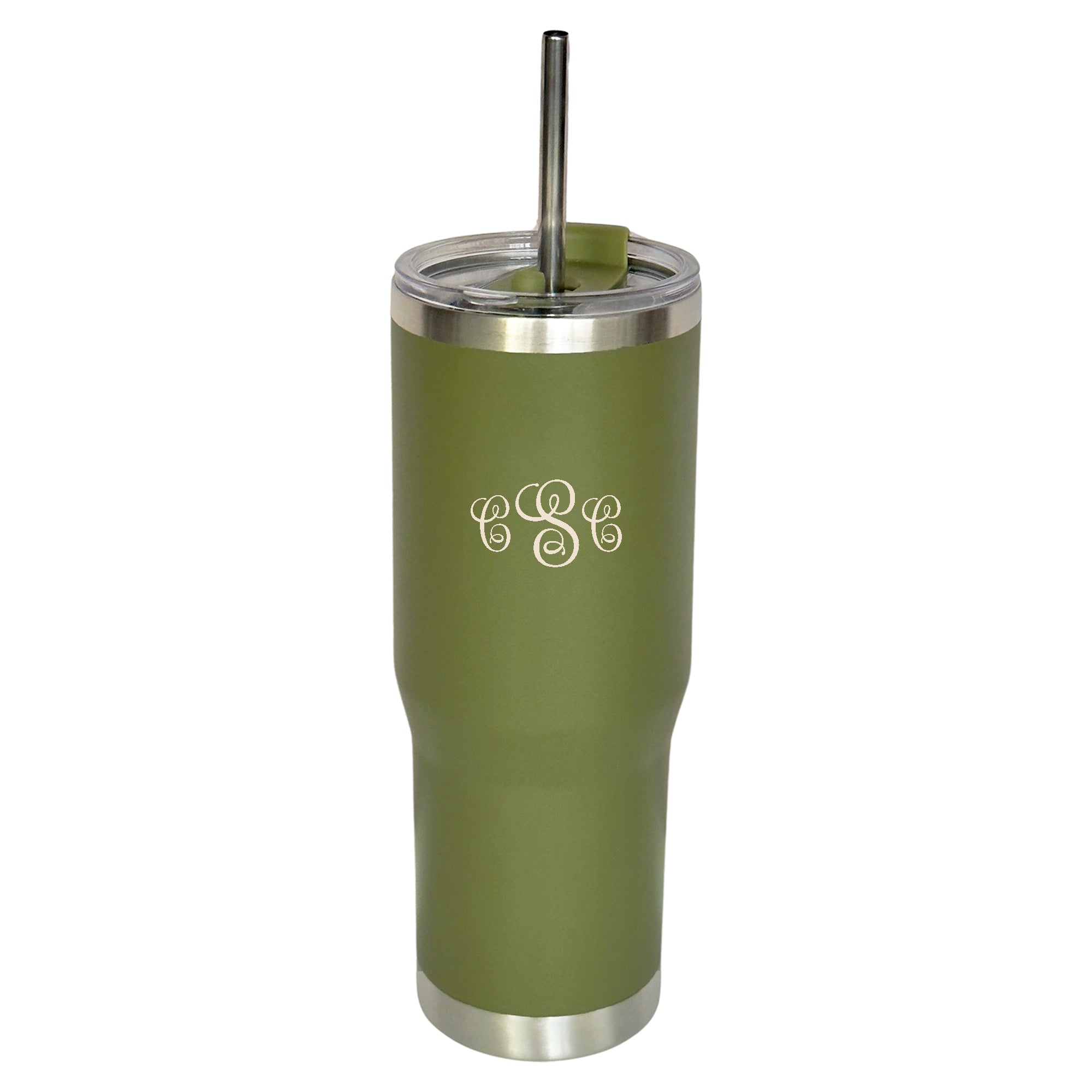Green Our Lady of Guadalupe Stainless Steel Tumbler with Straw