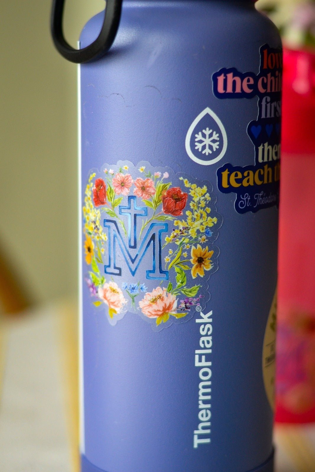 Floral Marian Cross Catholic Sticker