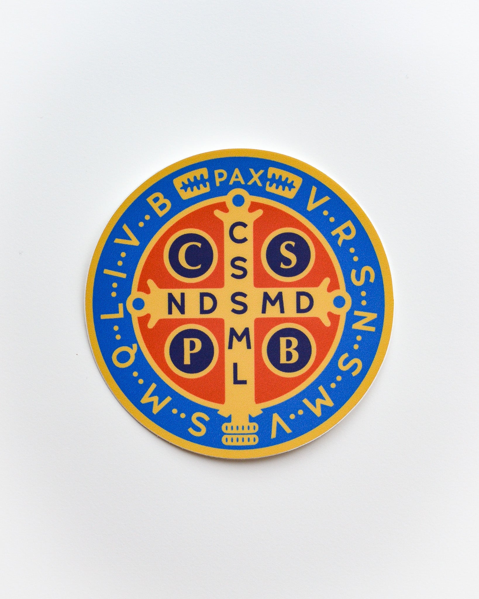 Brightly Colored St. Benedict Vinyl Sticker
