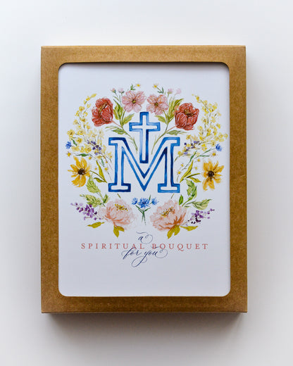 Floral Marian Cross Spiritual Bouquet Greeting Card