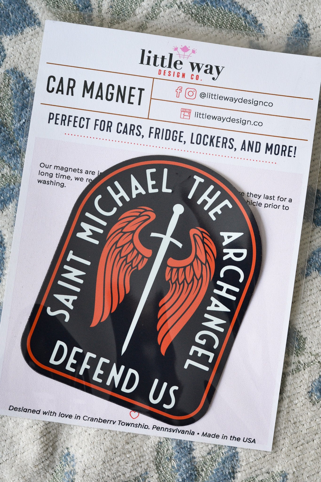 St. Michael Sword &amp; Shield Catholic Car Magnet