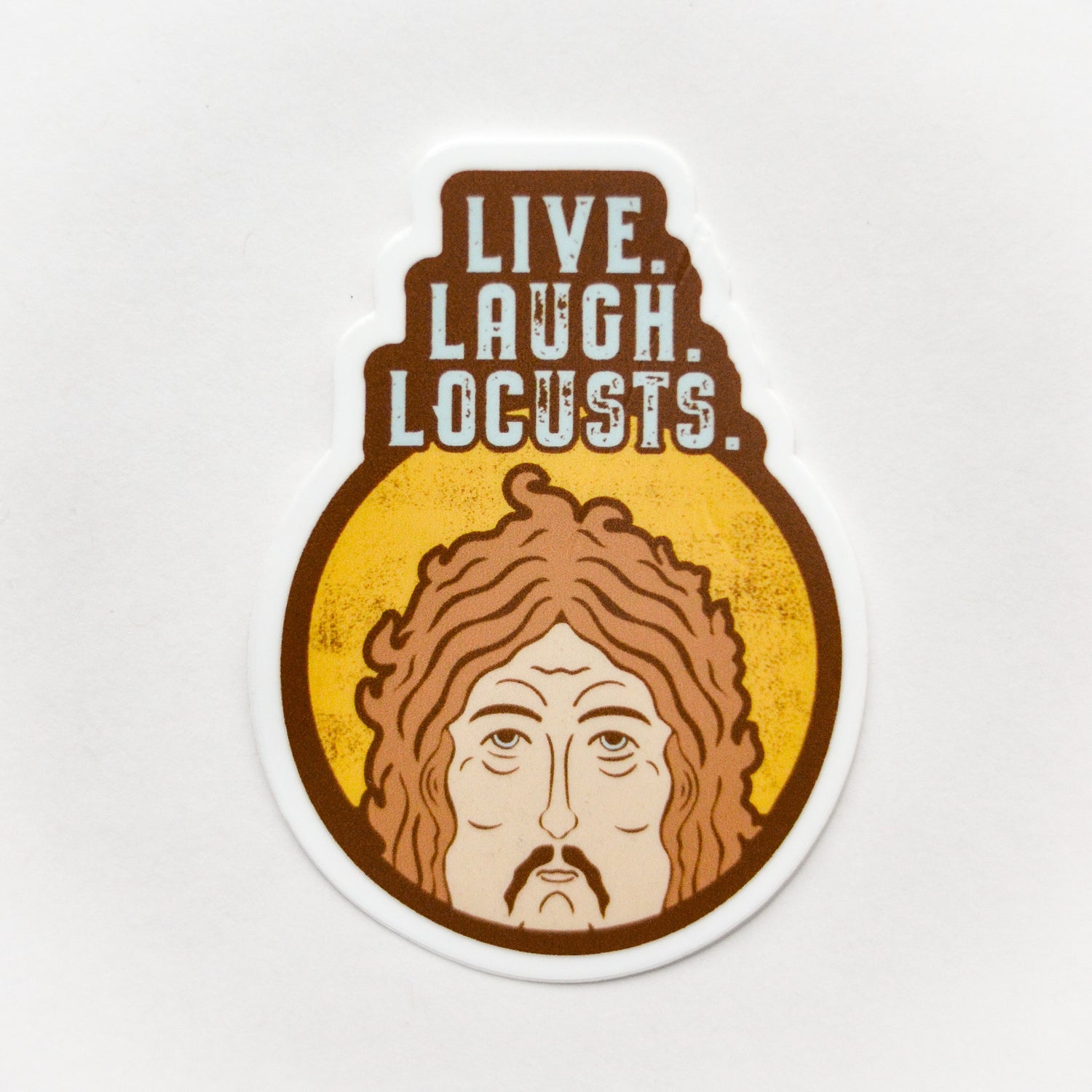 john the baptist catholic sticker live laugh locusts