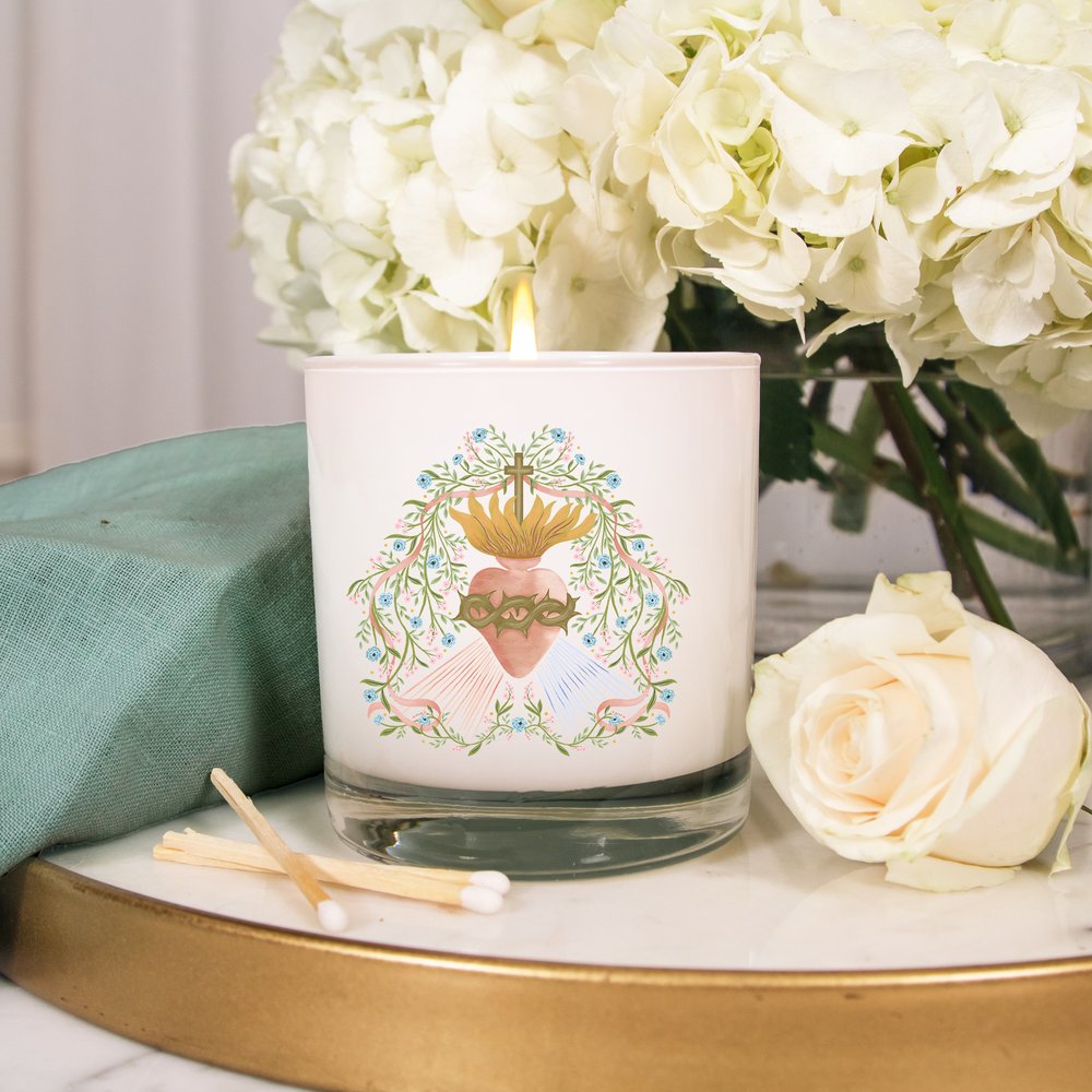 Divine Mercy Sacred Heart Devotional Candle