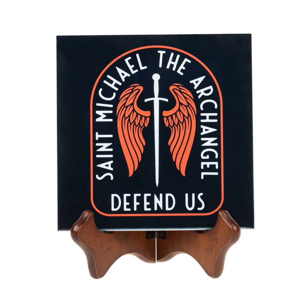 St. Michael Sword &amp; Shield Ceramic Tile