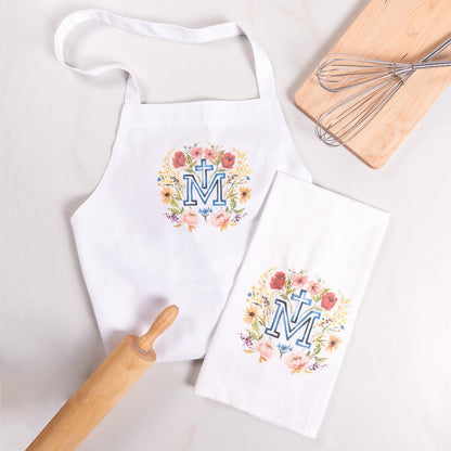 Watercolor Marian Cross Apron &amp; Dish Towel Gift Set