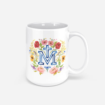 Floral Marian Cross Coffee Mug