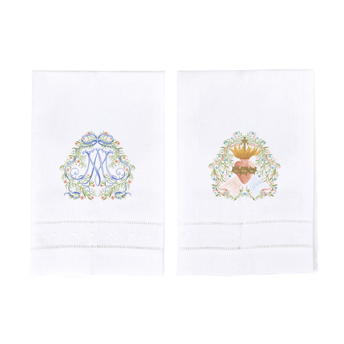 Auspice Maria &amp; Divine Mercy Devotional Guest Towel Set