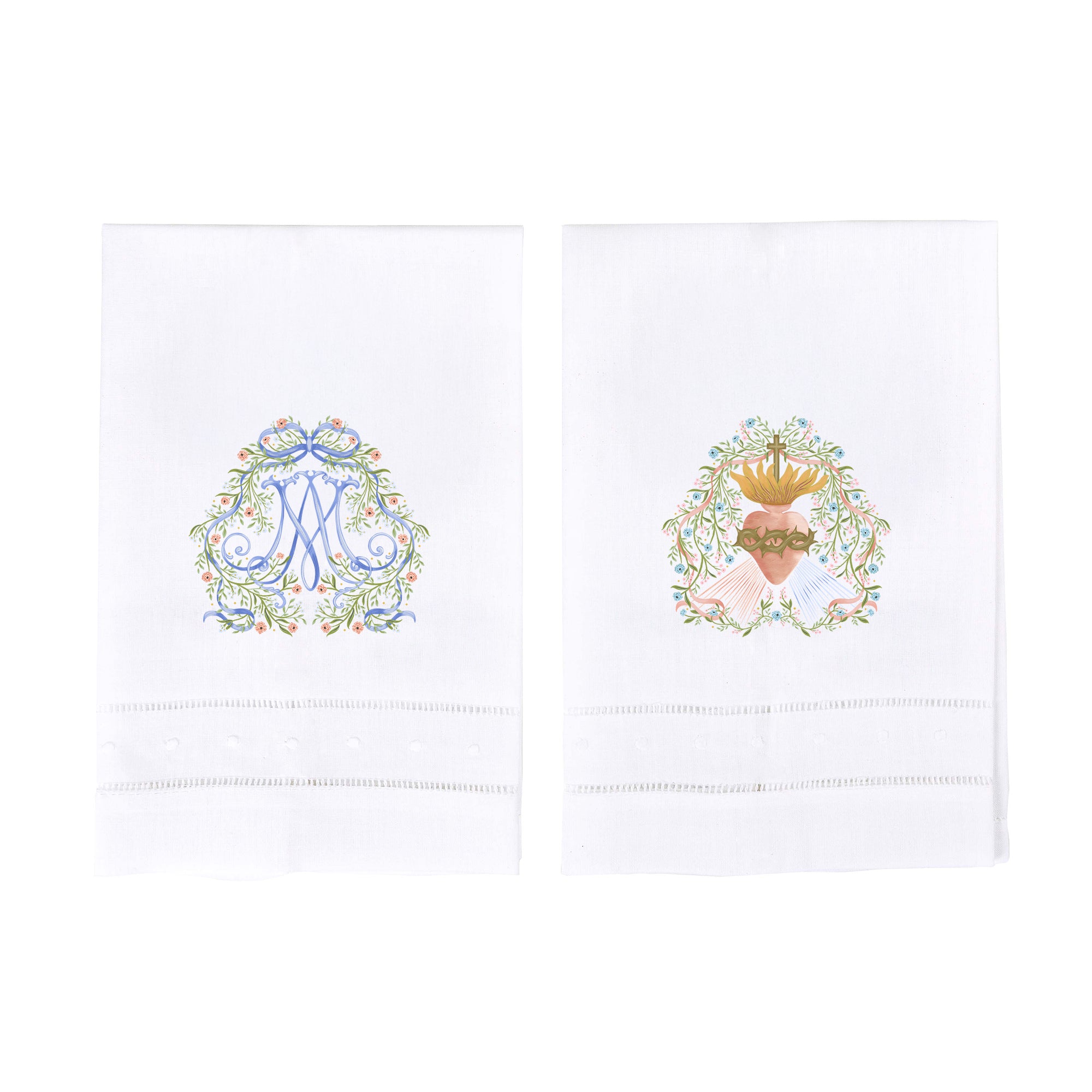 Auspice Maria &amp; Divine Mercy Devotional Guest Towel Set