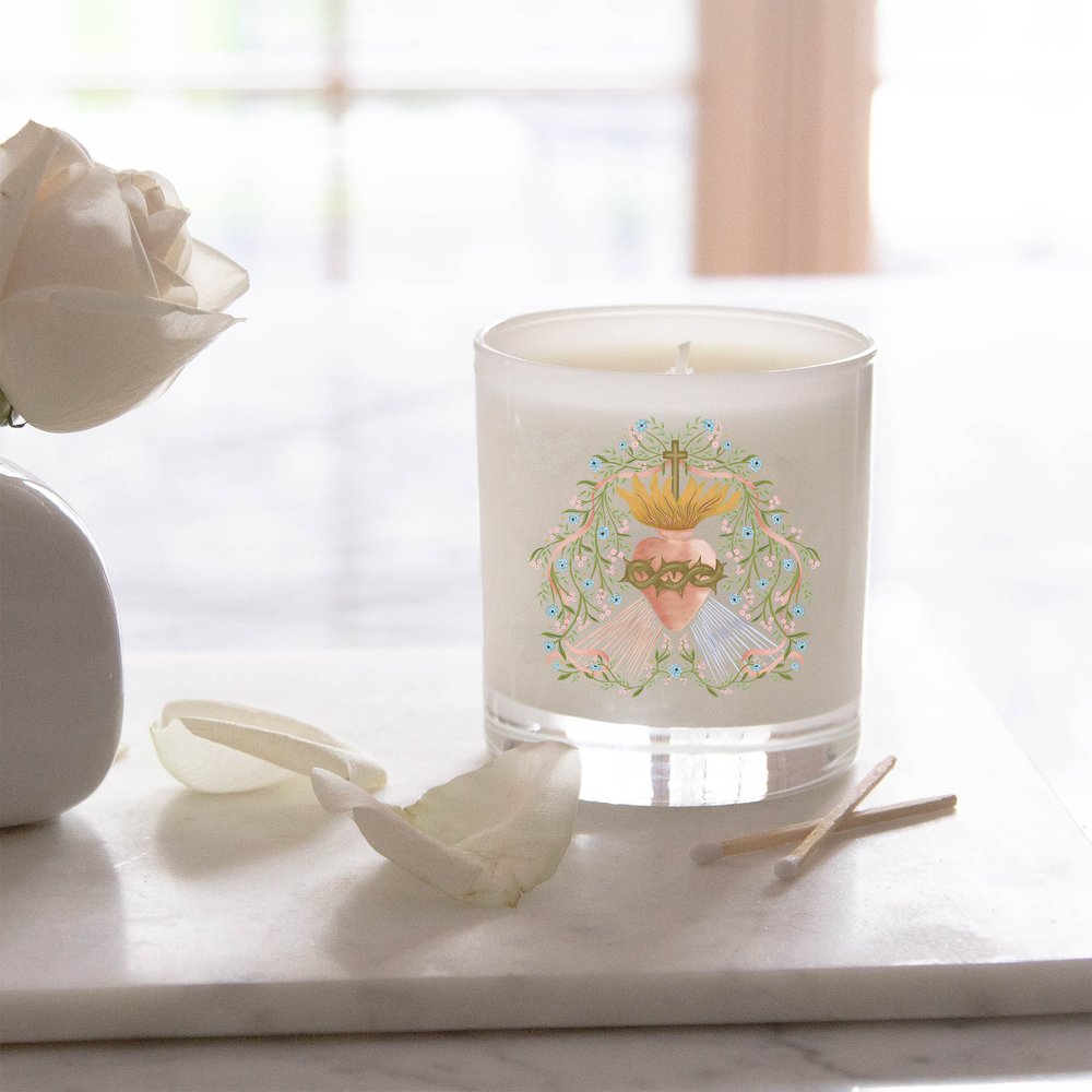 Divine Mercy Sacred Heart Devotional Candle