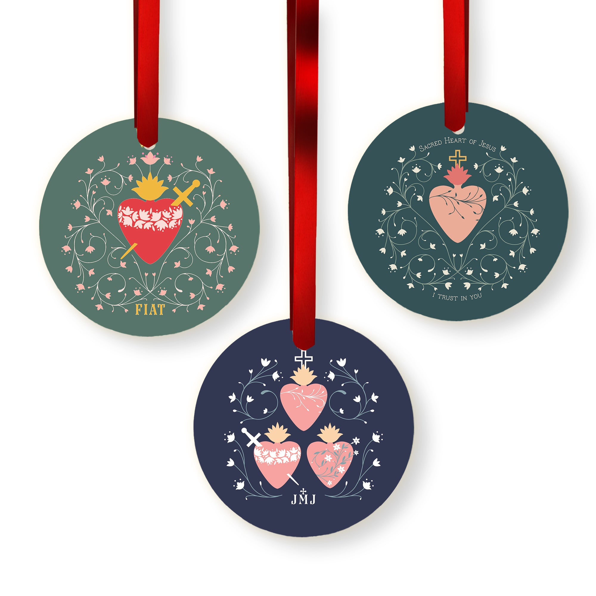 Three Hearts Ornament Set