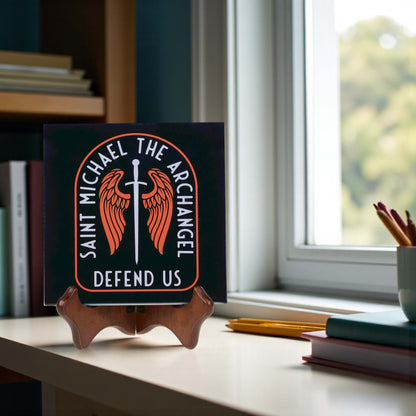 St. Michael Sword &amp; Shield Ceramic Tile