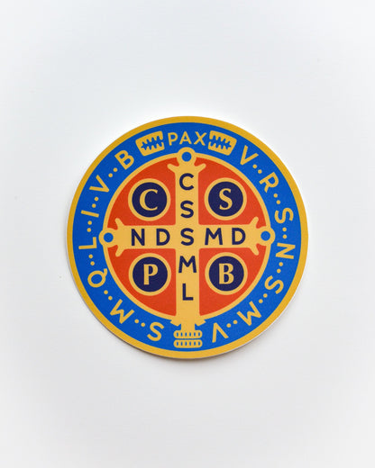 Brightly Colored St. Benedict Vinyl Sticker