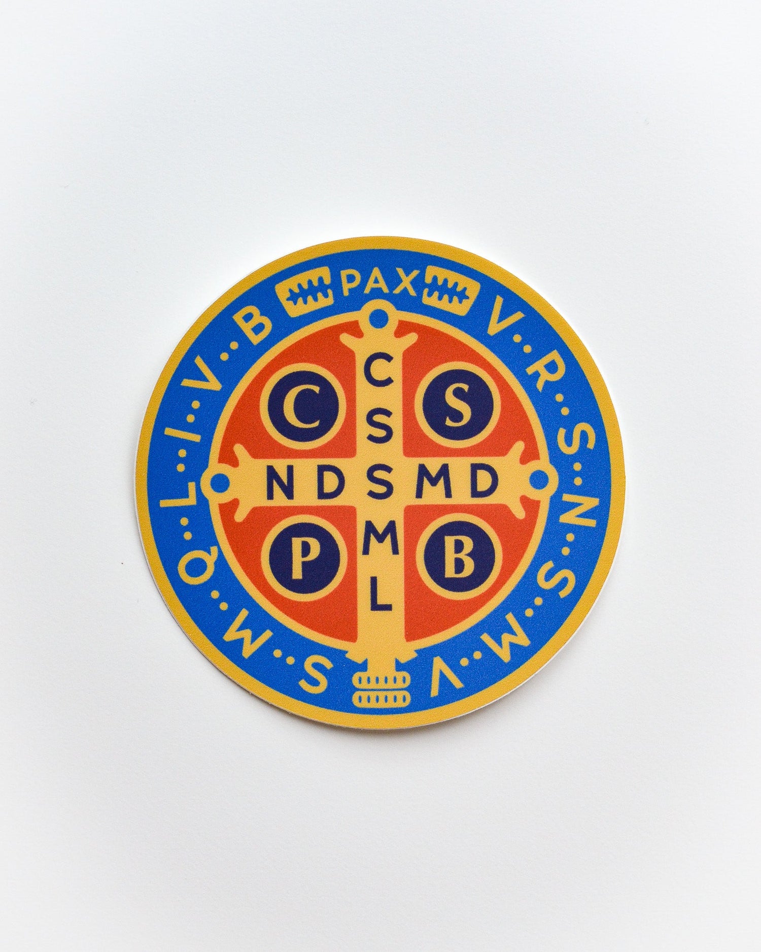 Brightly Colored St. Benedict Vinyl Sticker