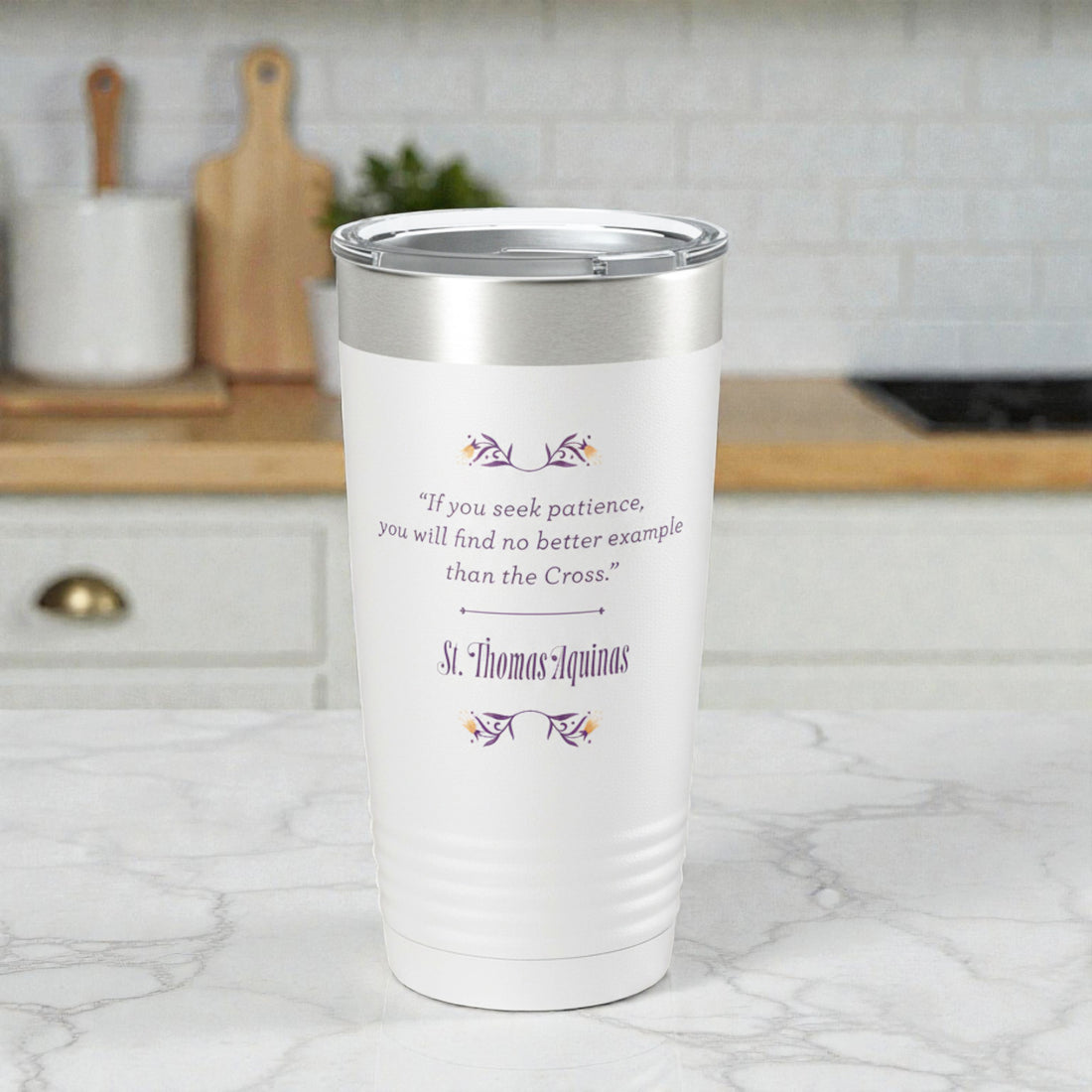 If You Seek Patience Insulated White 20 oz. Tumbler