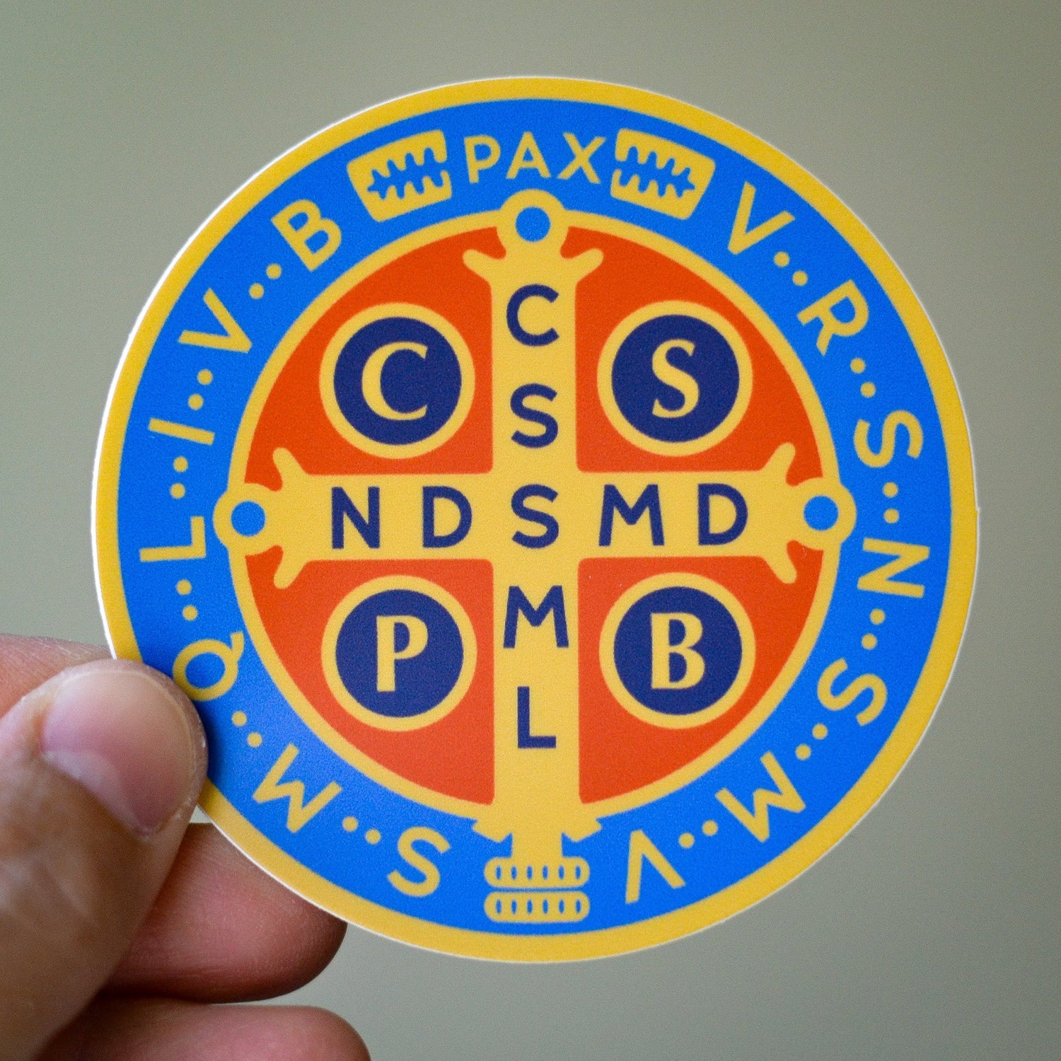 Brightly Colored St. Benedict Vinyl Sticker