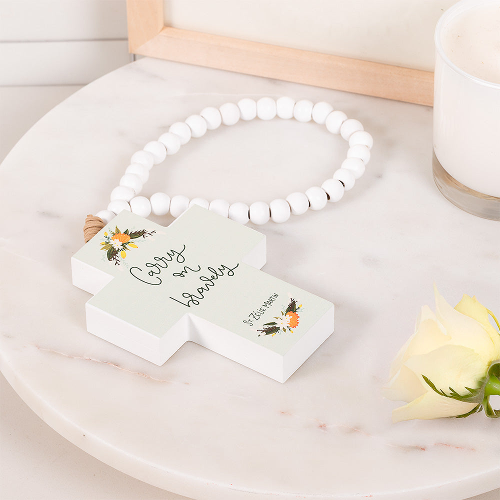 Carry On Bravely St. Zélie Martin Hanging Cross