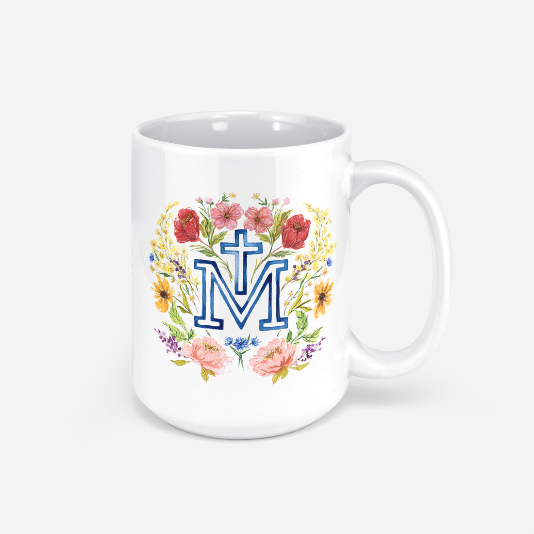 Floral Marian Cross Coffee Mug