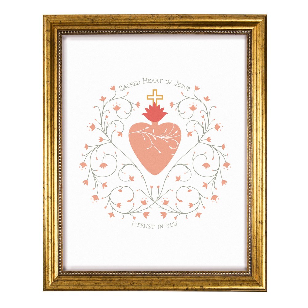 Sacred Heart of Jesus I Trust in You Framed Print - 8" x 10"